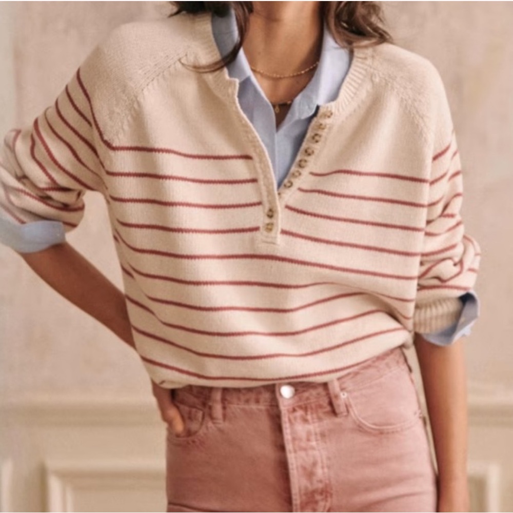 Sezane Leontine Jumper in Ecru / Rosewood